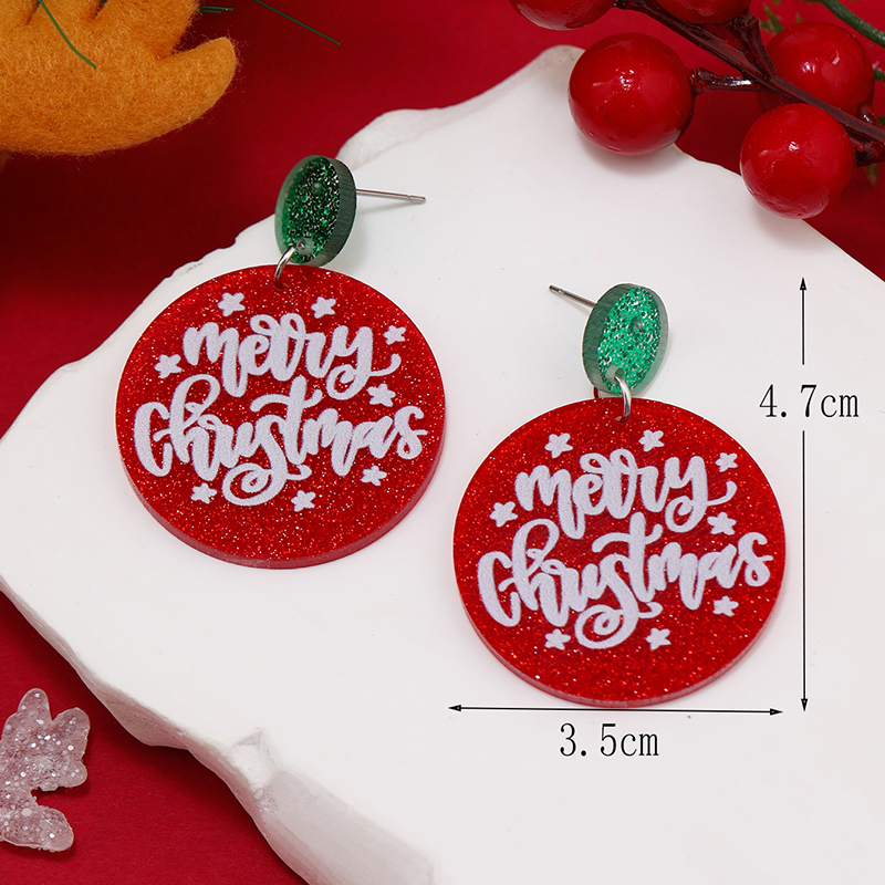 1 Pair Funny Christmas Tree Snowman Painted Arylic Drop Earrings display picture 12
