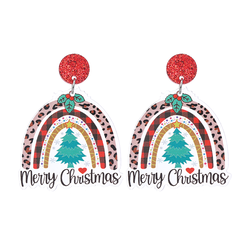 1 Pair Funny Christmas Tree Snowman Painted Arylic Drop Earrings display picture 5