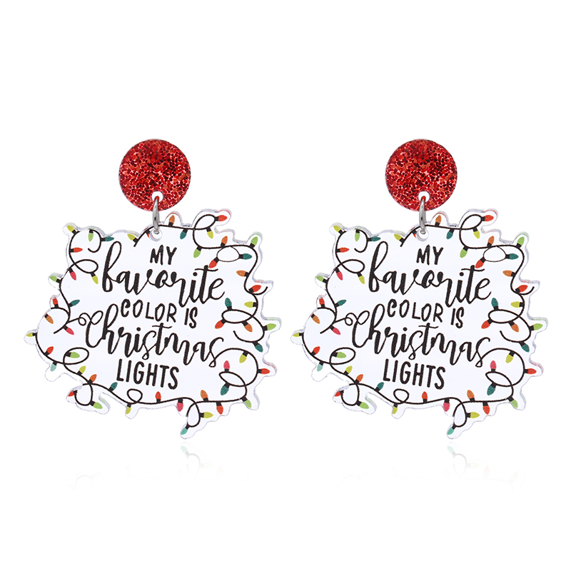 1 Pair Funny Christmas Tree Snowman Painted Arylic Drop Earrings display picture 9