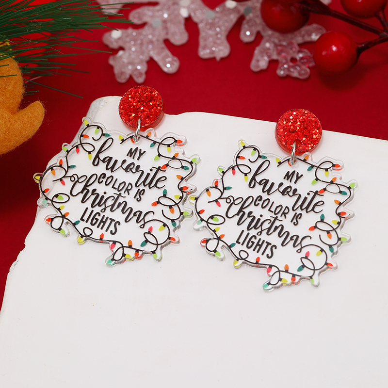 1 Pair Funny Christmas Tree Snowman Painted Arylic Drop Earrings display picture 10