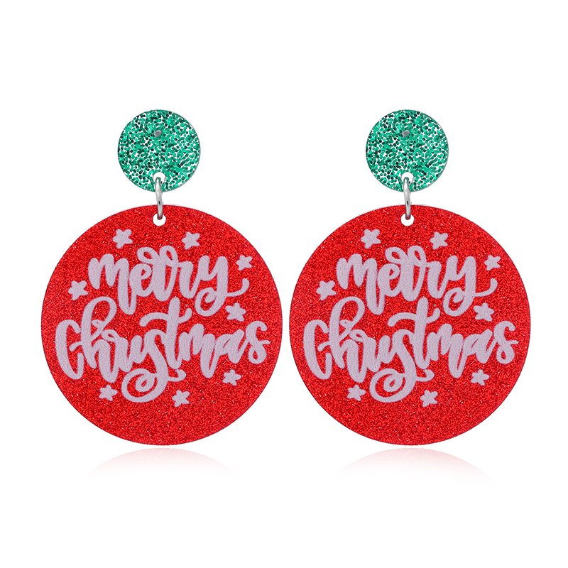 1 Pair Funny Christmas Tree Snowman Painted Arylic Drop Earrings display picture 14