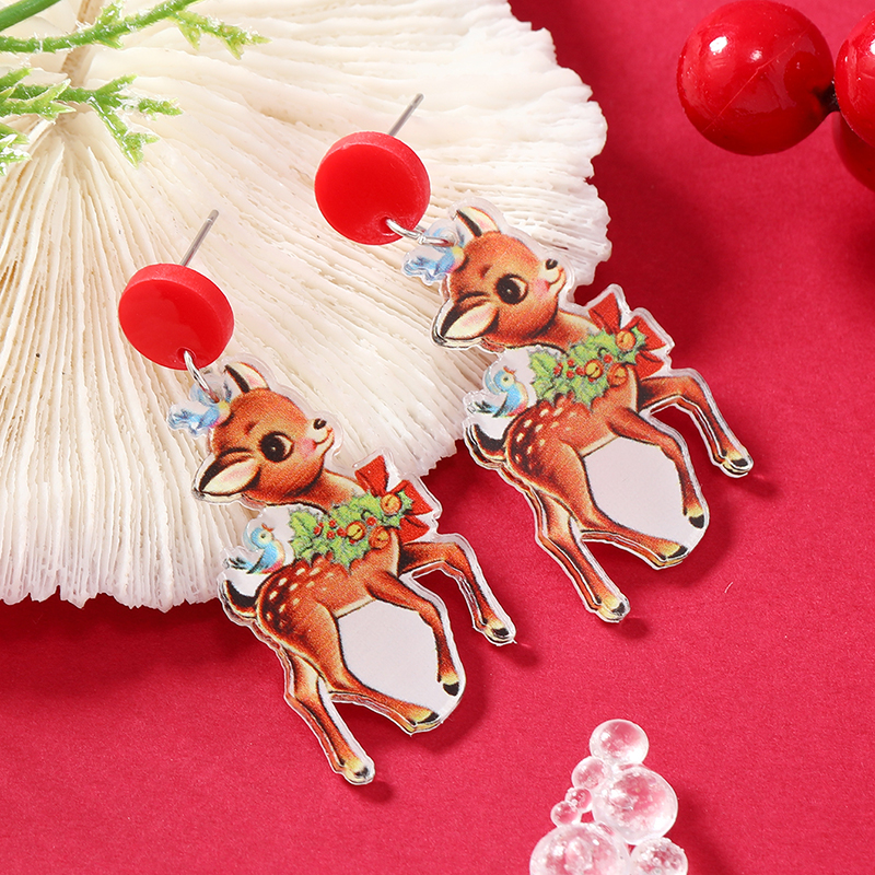 1 Pair Cartoon Style Snowman Painted Arylic Drop Earrings display picture 1