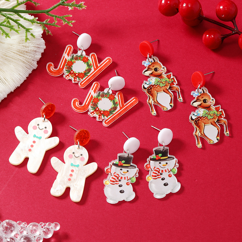 1 Pair Cartoon Style Snowman Painted Arylic Drop Earrings display picture 19
