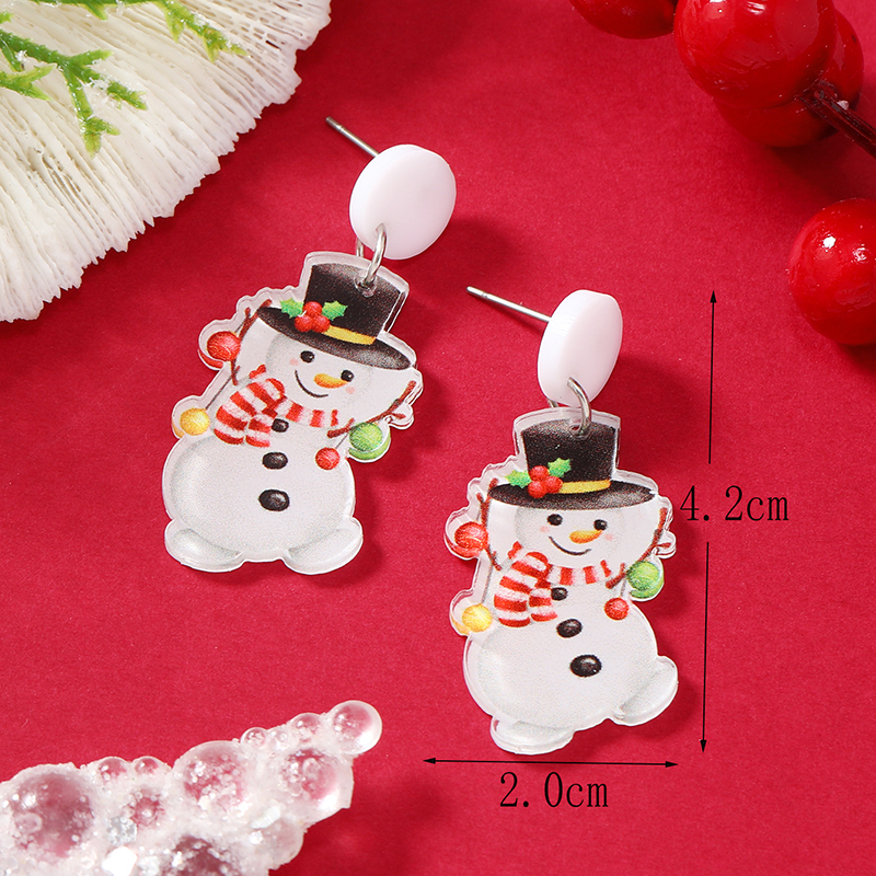 1 Pair Cartoon Style Snowman Painted Arylic Drop Earrings display picture 13