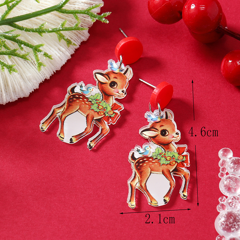 1 Pair Cartoon Style Snowman Painted Arylic Drop Earrings display picture 3