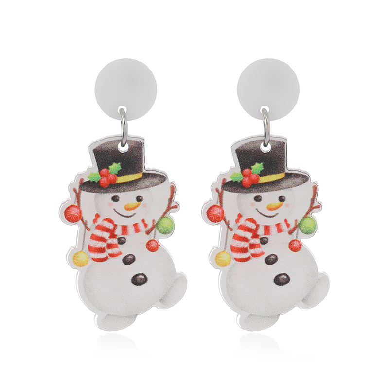 1 Pair Cartoon Style Snowman Painted Arylic Drop Earrings display picture 14