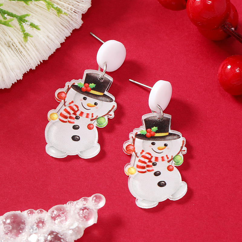 1 Pair Cartoon Style Snowman Painted Arylic Drop Earrings display picture 15