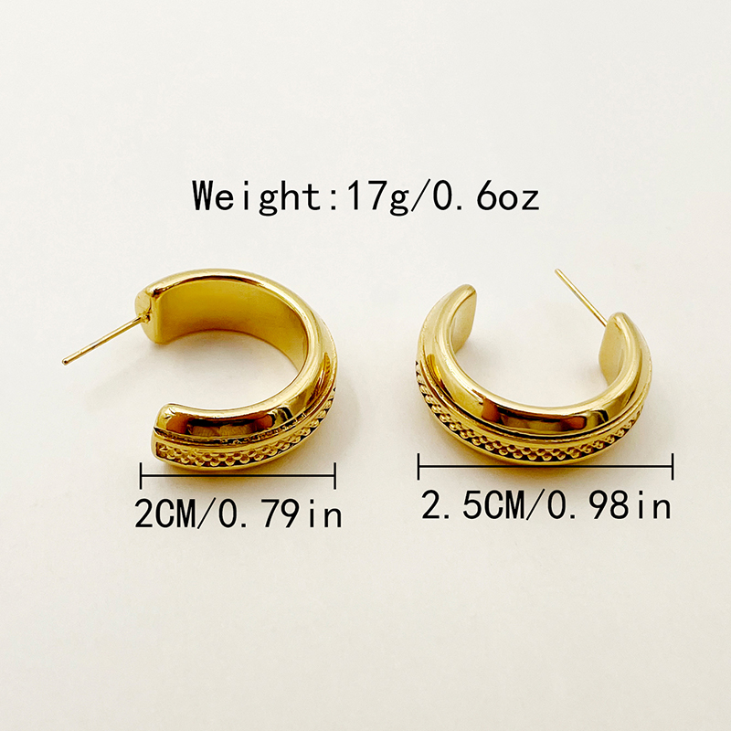 1 Pair Vacation Beach Simple Style C Shape Plating 304 Stainless Steel 14K Gold Plated Earrings display picture 10