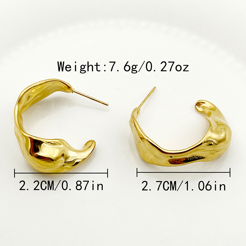 1 Pair Vacation Beach Simple Style C Shape Plating 304 Stainless Steel 14K Gold Plated Earrings display picture 12