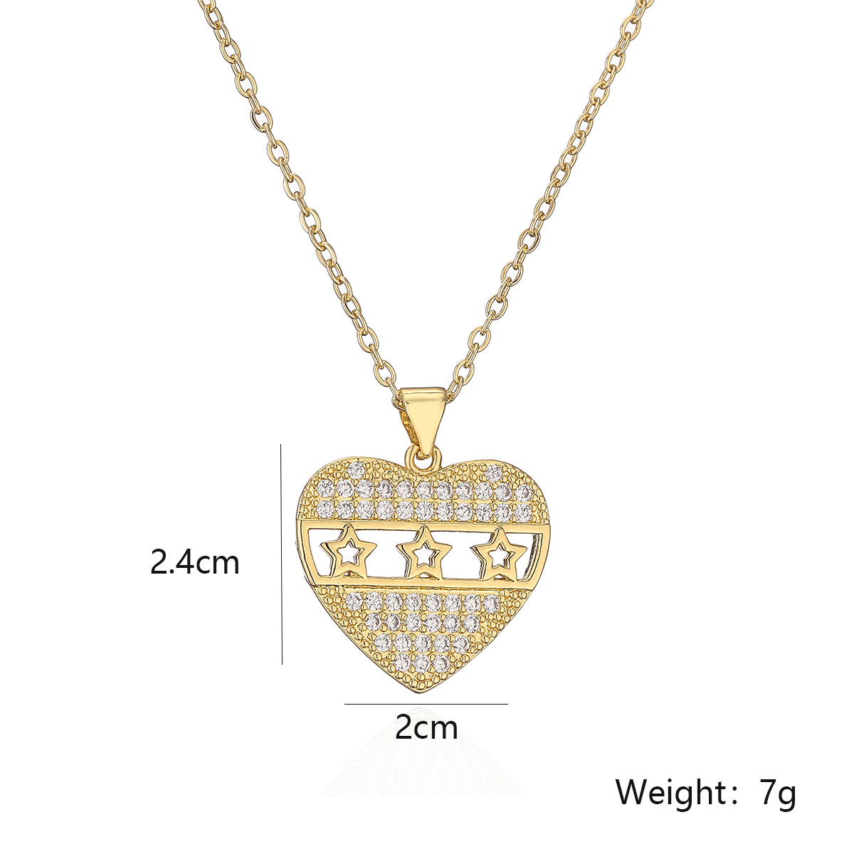 Sweet Commute Star Heart Shape Copper Plating Inlay Zircon 18k Gold Plated Pendant Necklace display picture 1