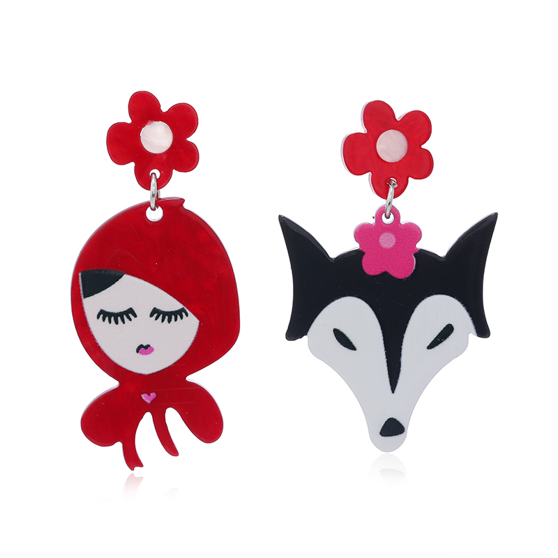 1 Pair Cute Animal Cartoon Character Painted Arylic Drop Earrings display picture 1