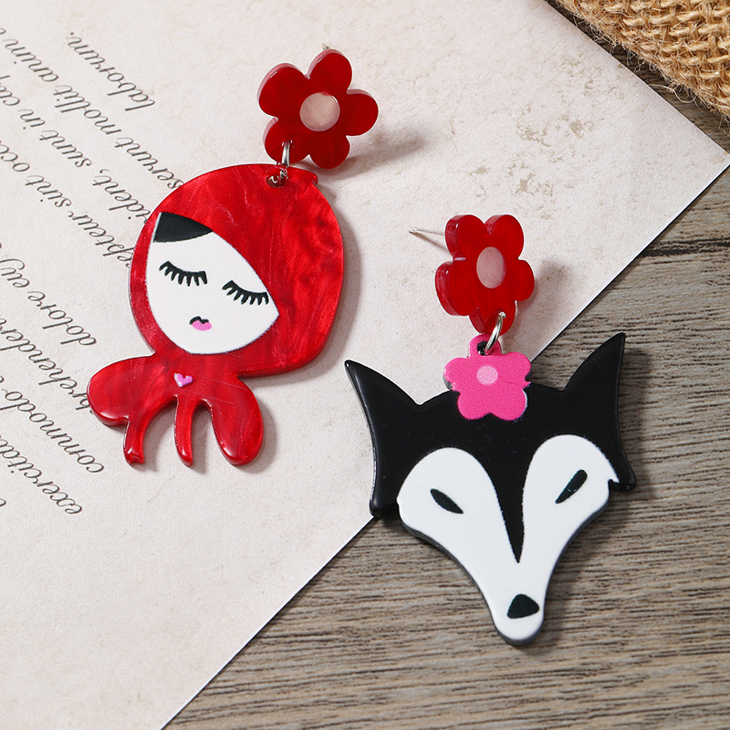 1 Pair Cute Animal Cartoon Character Painted Arylic Drop Earrings display picture 3