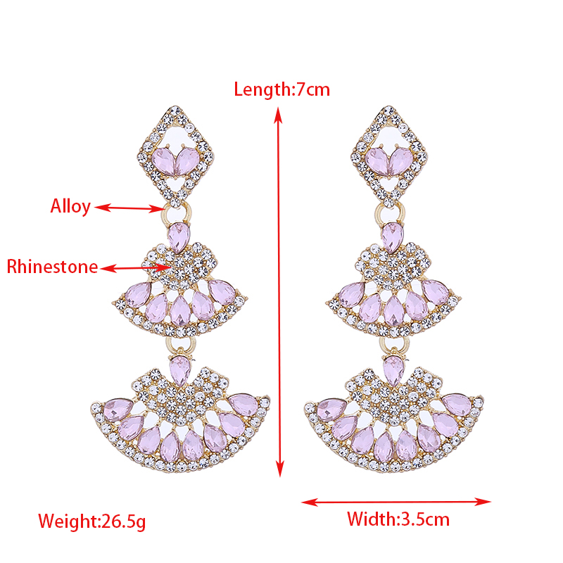 1 Pair Elegant Sector Inlay Alloy Rhinestones Drop Earrings display picture 1