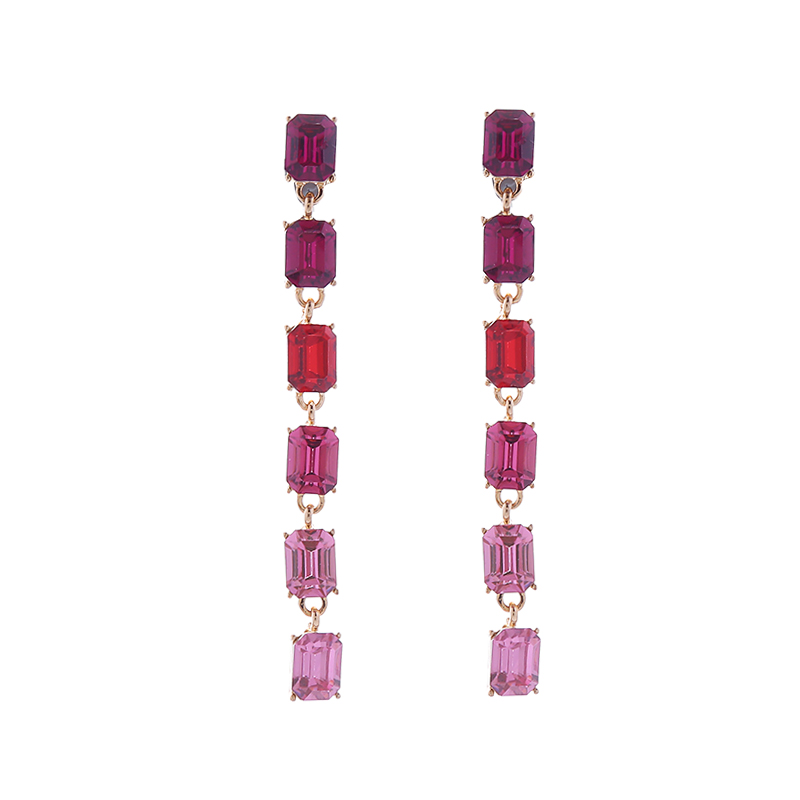 1 Pair Elegant Solid Color Inlay Alloy Rhinestones Drop Earrings display picture 5
