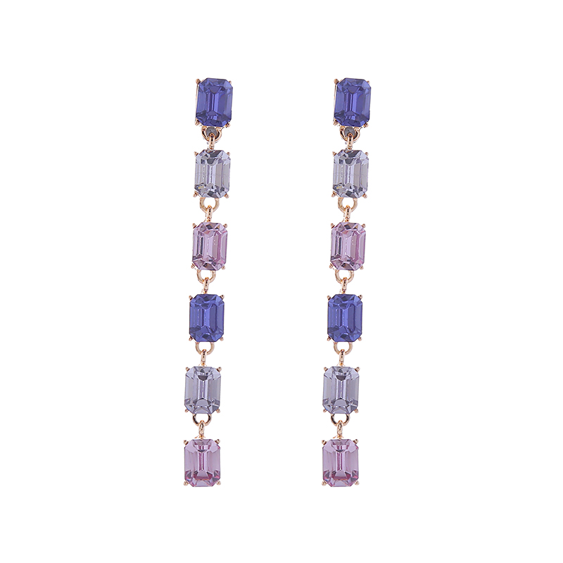 1 Pair Elegant Solid Color Inlay Alloy Rhinestones Drop Earrings display picture 6