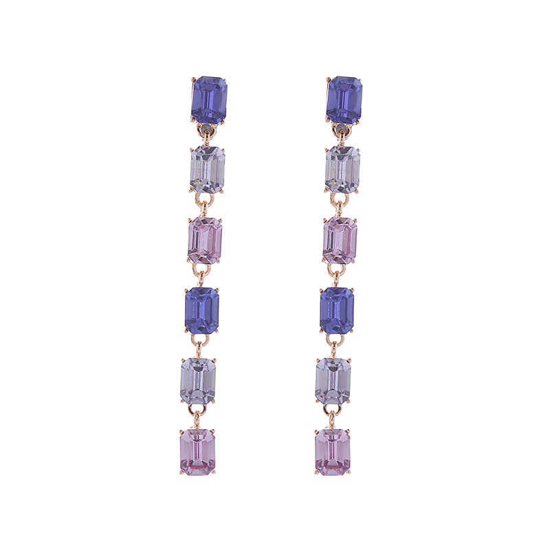 1 Paire Élégant Couleur Unie Incruster Alliage Strass Boucles D'oreilles display picture 6