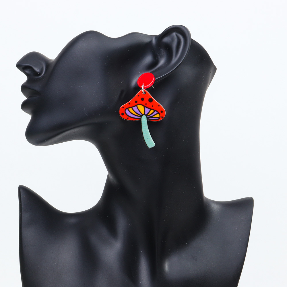 1 Pair Cartoon Style Mushroom Arylic Drop Earrings display picture 1