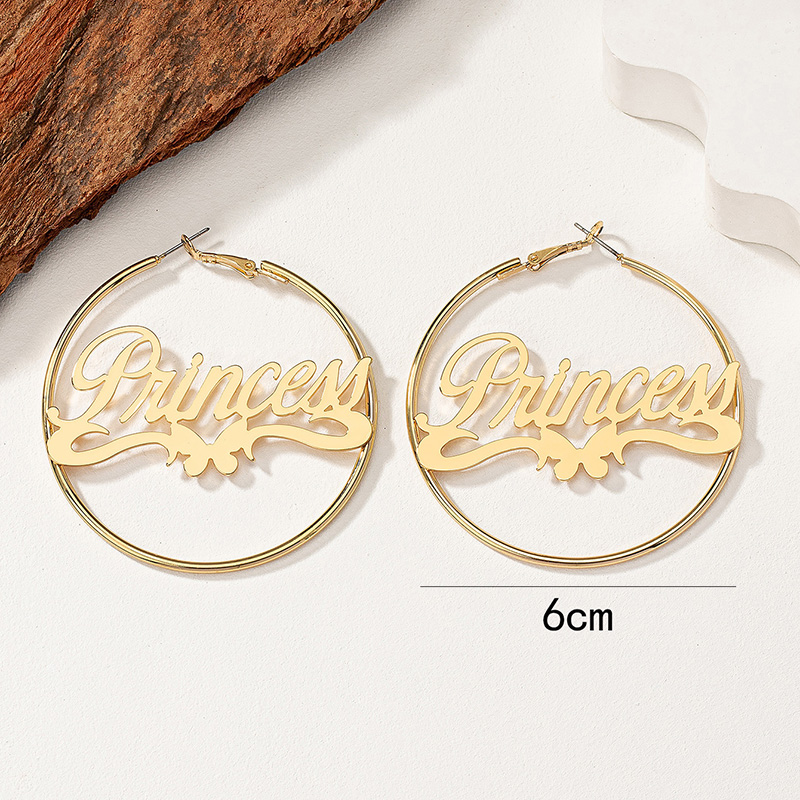 1 Pair Lady Letter Plating Hollow Out Alloy 14k Gold Plated Hoop Earrings display picture 4