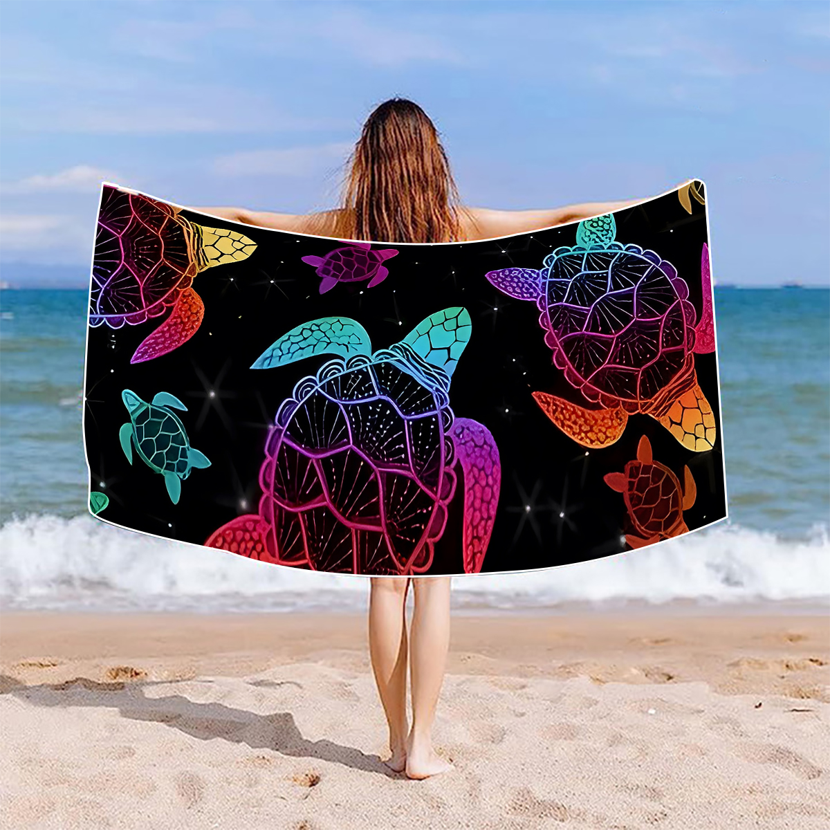 Chinoiserie Casual Vacation Color Block Superfine Fiber Beach Towel display picture 3