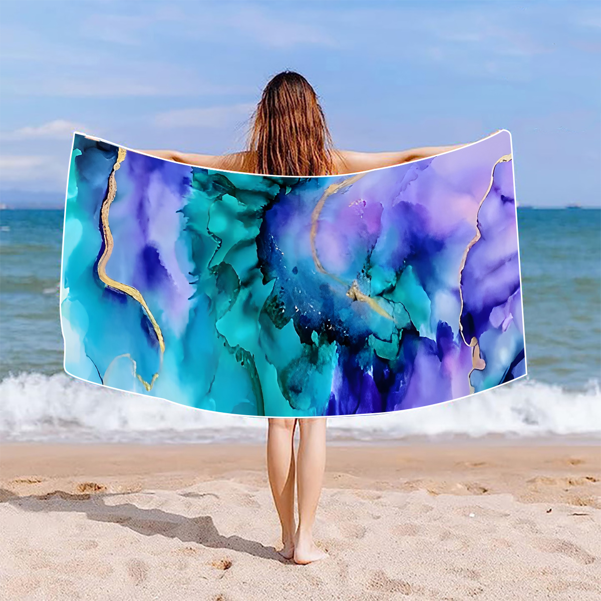 Chinoiserie Casual Vacation Color Block Superfine Fiber Beach Towel display picture 6