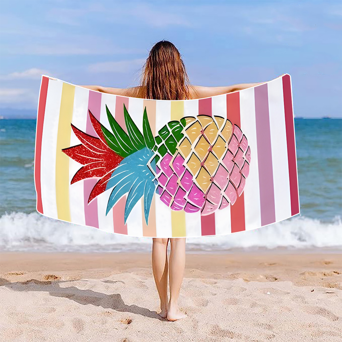Chinoiserie Casual Vacation Color Block Superfine Fiber Beach Towel display picture 2