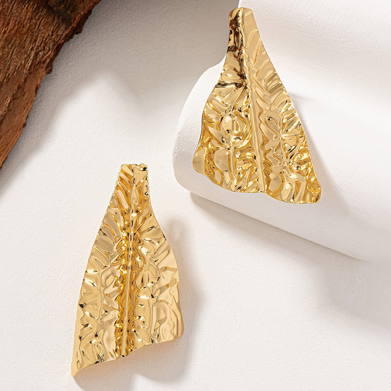 1 Pair Lady French Style Irregular Plating Pleated Alloy 14k Gold Plated Ear Studs display picture 1