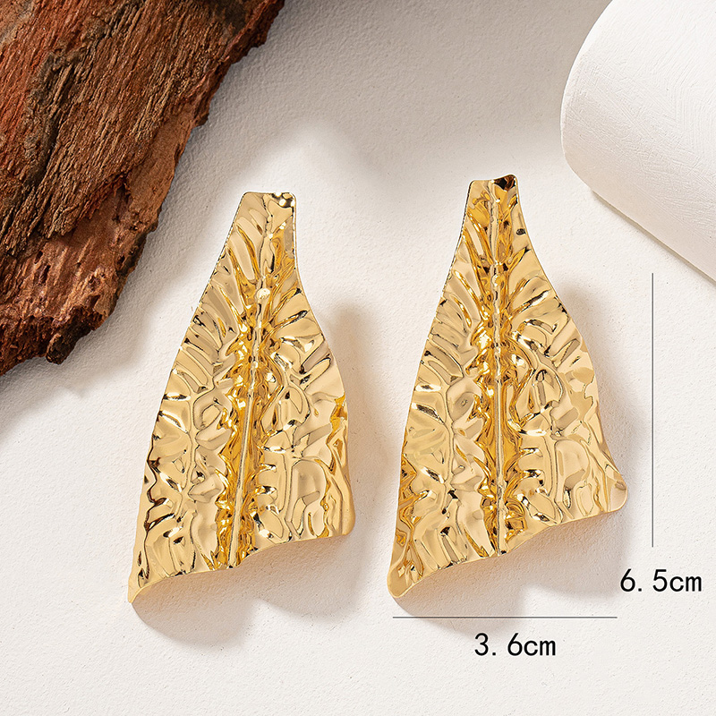 1 Pair Lady French Style Irregular Plating Pleated Alloy 14k Gold Plated Ear Studs display picture 4