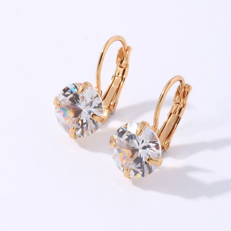 1 Pair Elegant Simple Style Shiny Round Plating Inlay Copper Zircon Rhodium Plated Ear Studs display picture 2