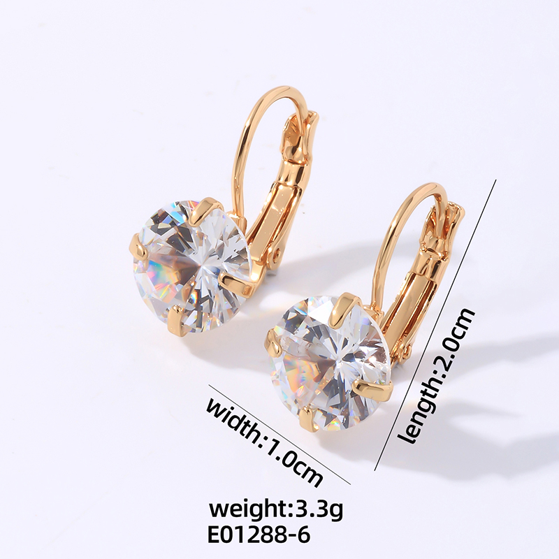 1 Pair Elegant Simple Style Shiny Round Plating Inlay Copper Zircon Rhodium Plated Ear Studs display picture 1
