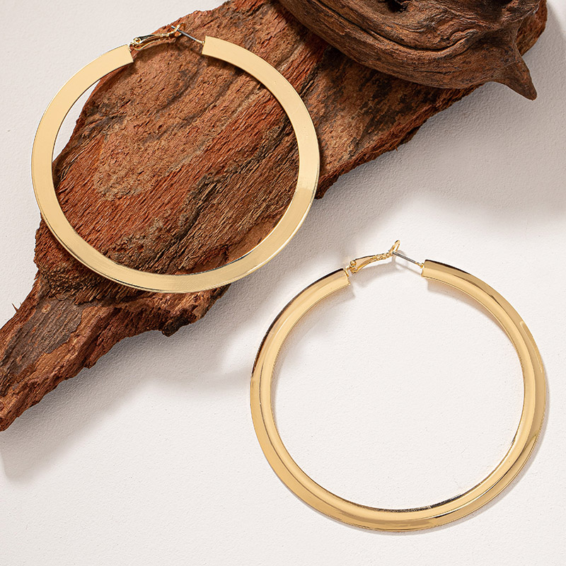 1 Pair Lady Streetwear Solid Color Plating Alloy 14k Gold Plated Hoop Earrings display picture 3