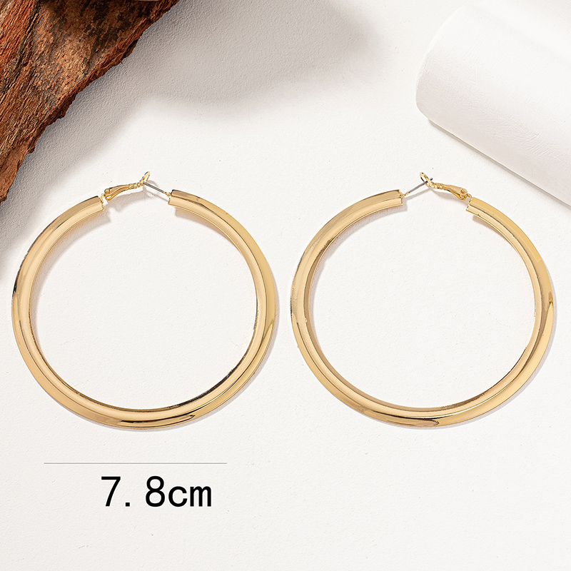 1 Pair Lady Streetwear Solid Color Plating Alloy 14k Gold Plated Hoop Earrings display picture 4