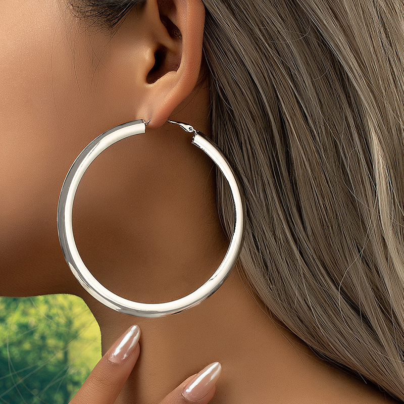 1 Pair Lady Streetwear Solid Color Plating Alloy 14k Gold Plated Hoop Earrings display picture 6