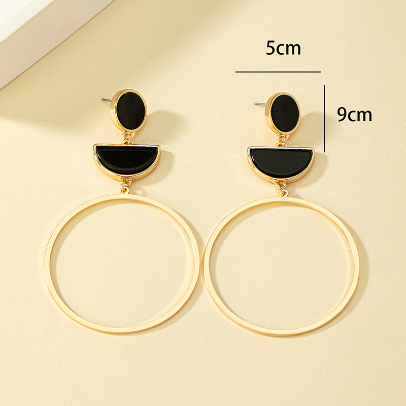 1 Pair Vacation Streetwear Semicircle Plating Inlay Alloy Acrylic 14k Gold Plated Drop Earrings display picture 2