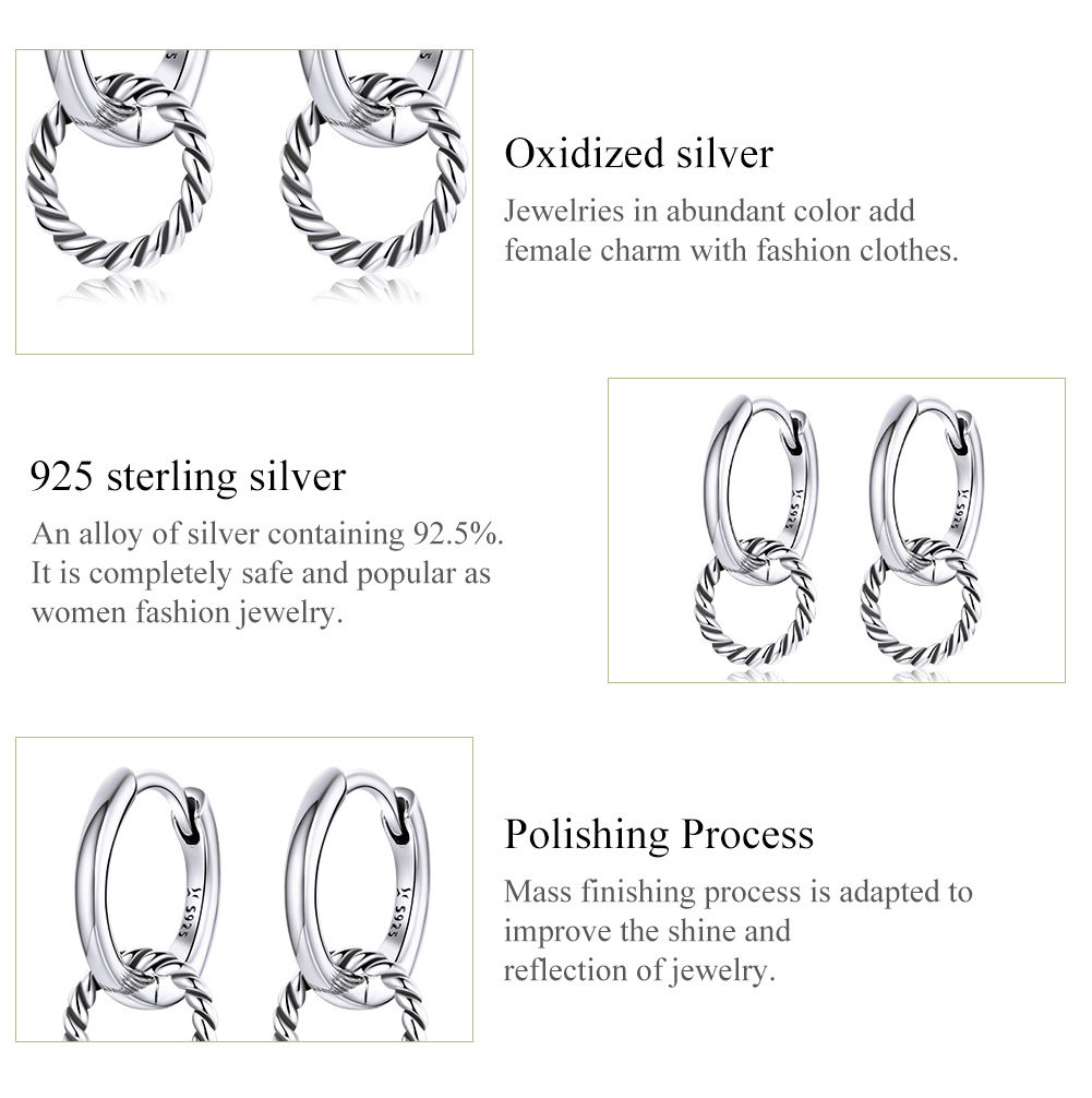 1 Paar Einfacher Stil Runden Sterling Silber Ohrringe display picture 2