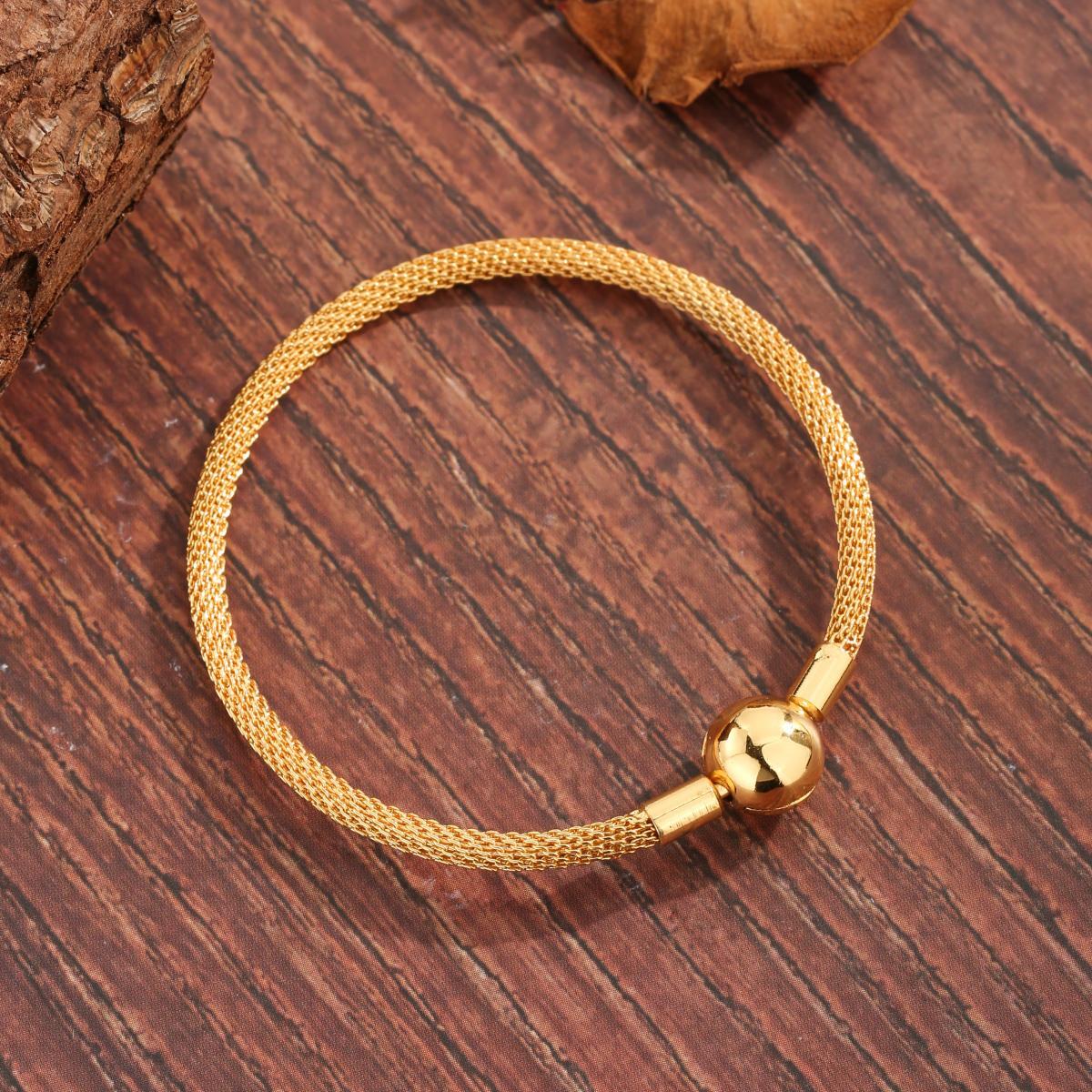 Modern Style Simple Style Commute Round Copper Plating Wristband display picture 2
