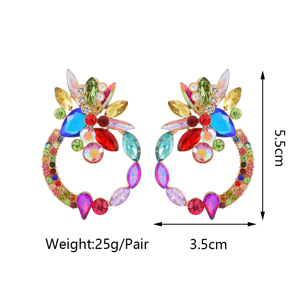 1 Pair Retro Luxurious Ethnic Style Round Flower Layered Hollow Out Inlay Zinc Alloy Glass Ear Studs display picture 1
