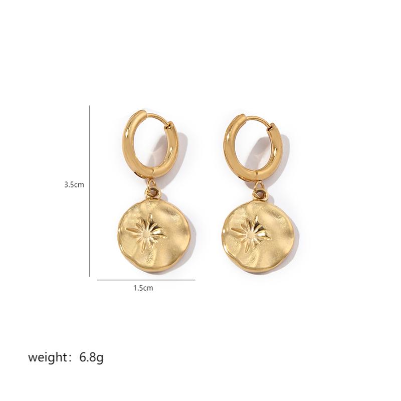 1 Pair Commute Human Face Sun Plating Stainless Steel 18K Gold Plated Drop Earrings display picture 4