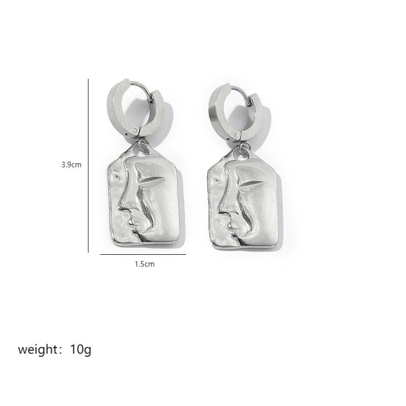 1 Pair Commute Human Face Sun Plating Stainless Steel 18K Gold Plated Drop Earrings display picture 3