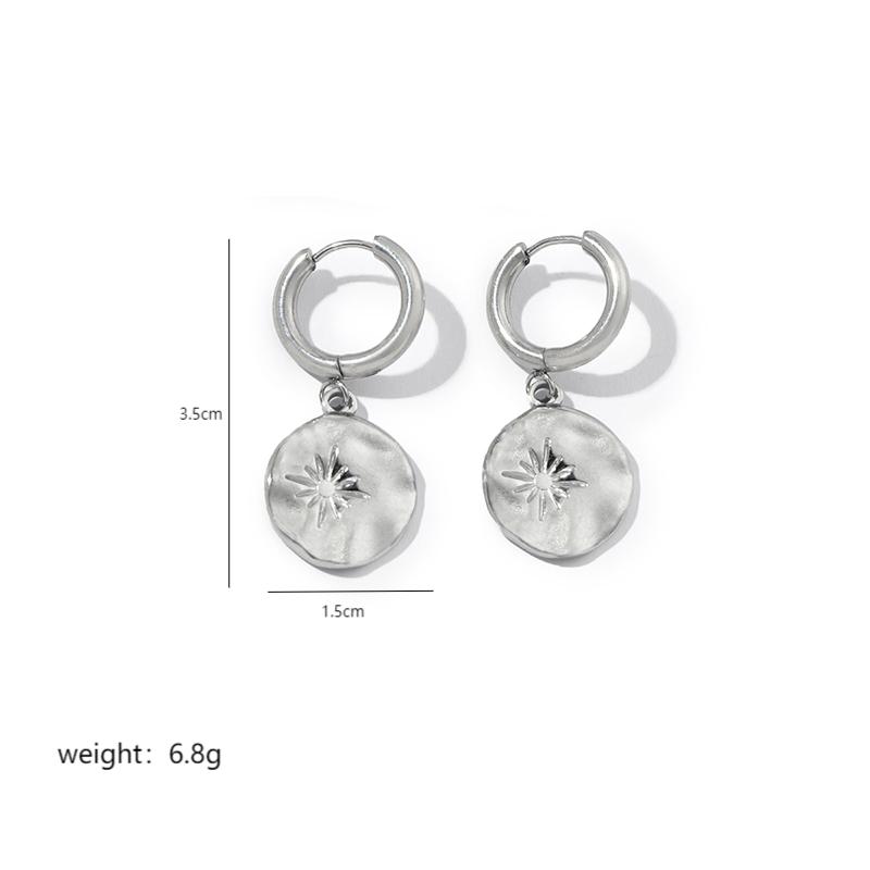 1 Pair Commute Human Face Sun Plating Stainless Steel 18K Gold Plated Drop Earrings display picture 5