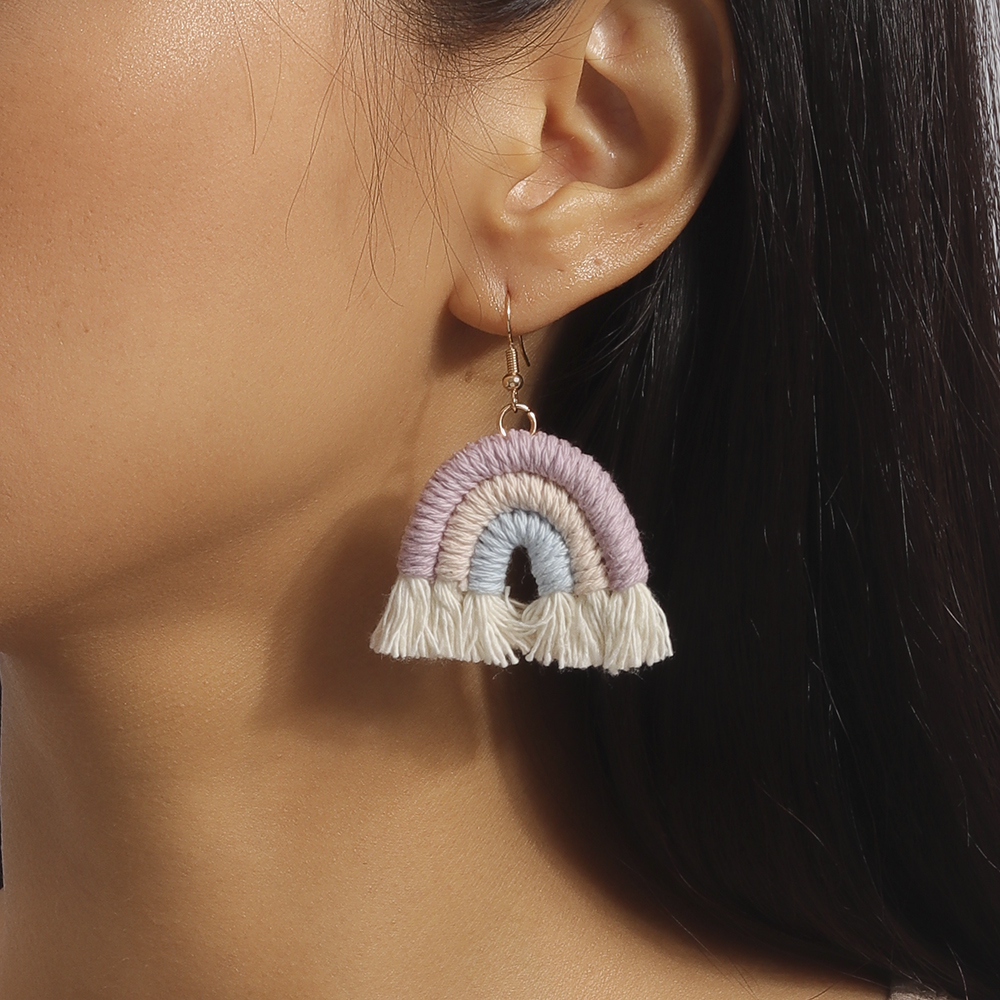 1 Paire Style Simple Arc-en-ciel Tricoter Alliage De Zinc Boucles D'oreilles display picture 11