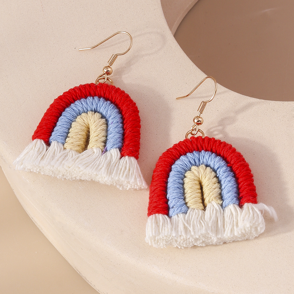 1 Pair Simple Style Rainbow Knit Zinc Alloy Drop Earrings display picture 10