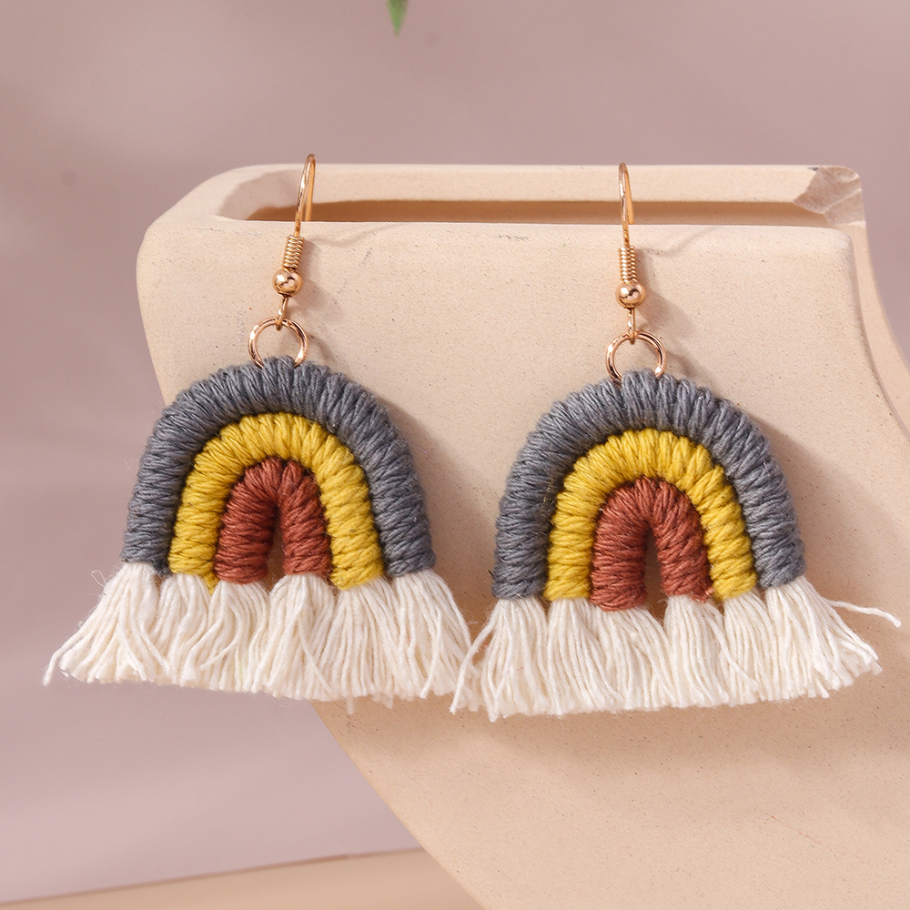 1 Pair Simple Style Rainbow Knit Zinc Alloy Drop Earrings display picture 8