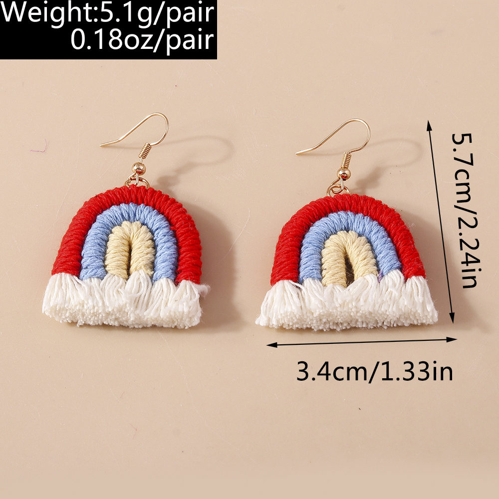 1 Pair Simple Style Rainbow Knit Zinc Alloy Drop Earrings display picture 13