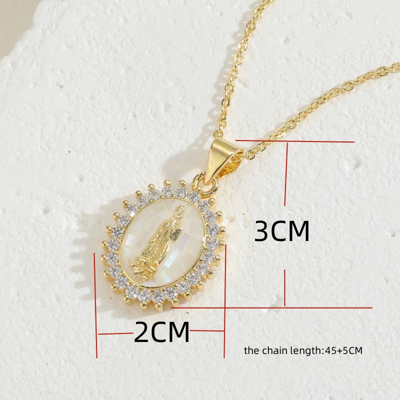 Cute Simple Style Commute Human Copper Enamel Plating Inlay Shell Zircon 14k Gold Plated Pendant Necklace display picture 1