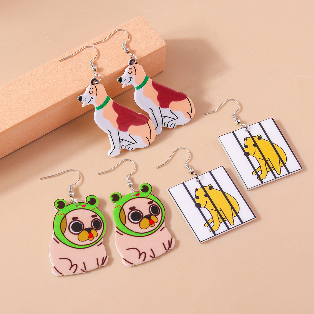 1 Pair Simple Style Dog Printing Zinc Alloy Drop Earrings display picture 14
