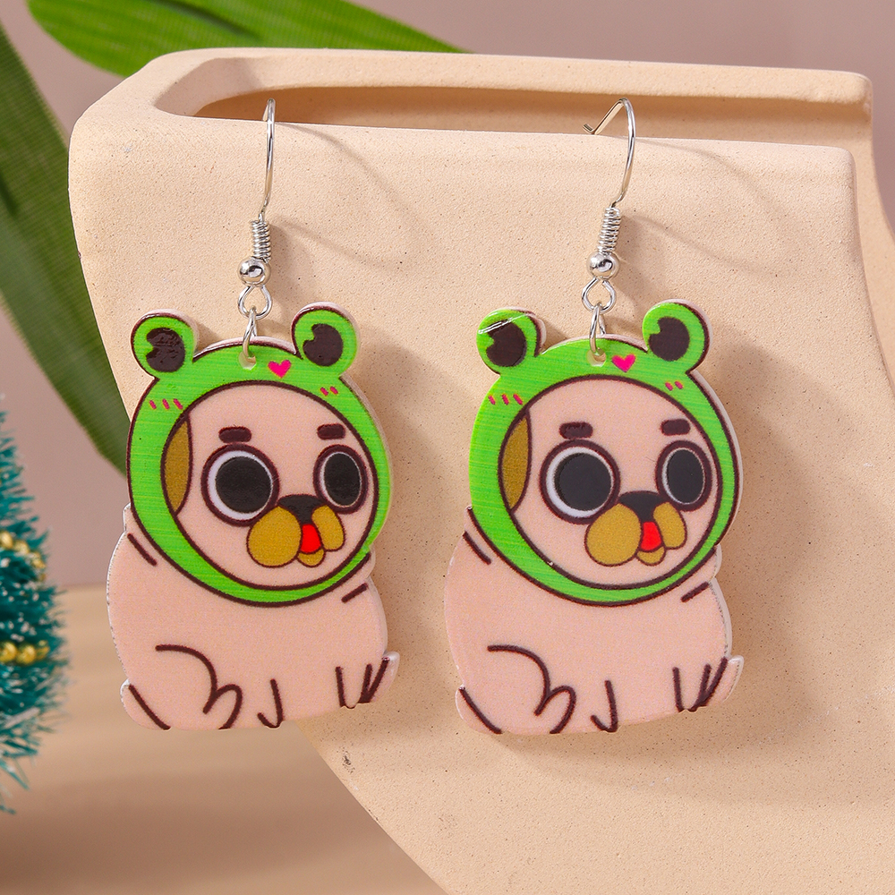 1 Pair Simple Style Dog Printing Zinc Alloy Drop Earrings display picture 9