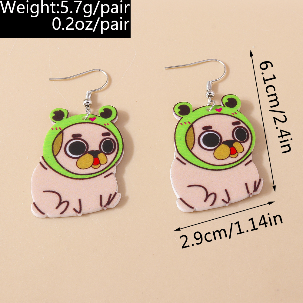 1 Pair Simple Style Dog Printing Zinc Alloy Drop Earrings display picture 1