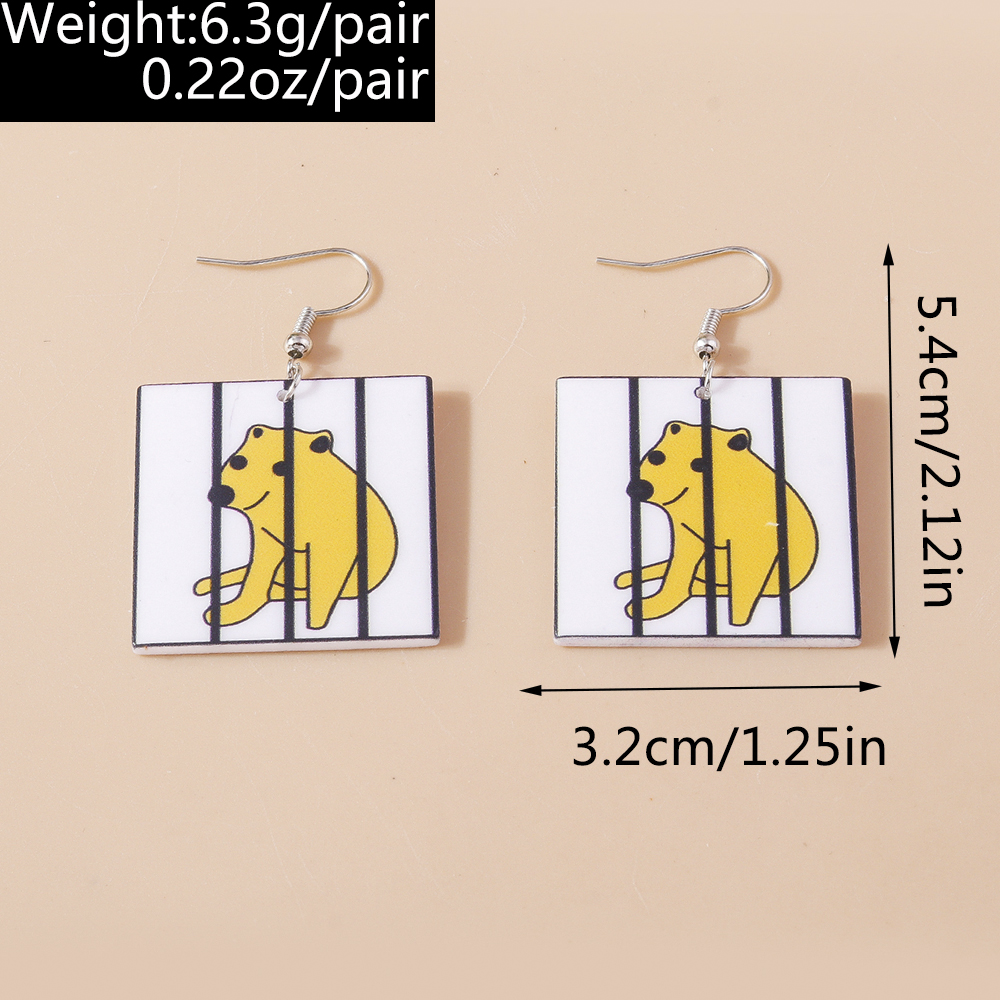 1 Pair Simple Style Dog Printing Zinc Alloy Drop Earrings display picture 2