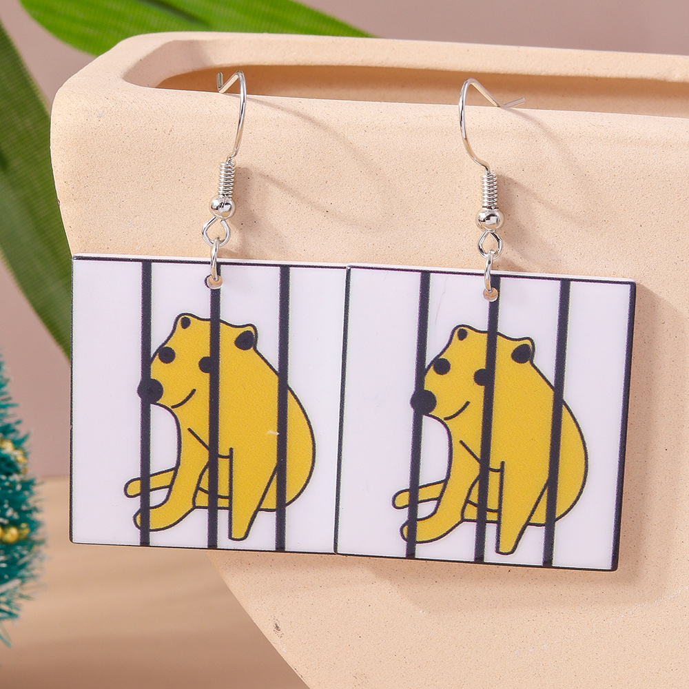 1 Pair Simple Style Dog Printing Zinc Alloy Drop Earrings display picture 4