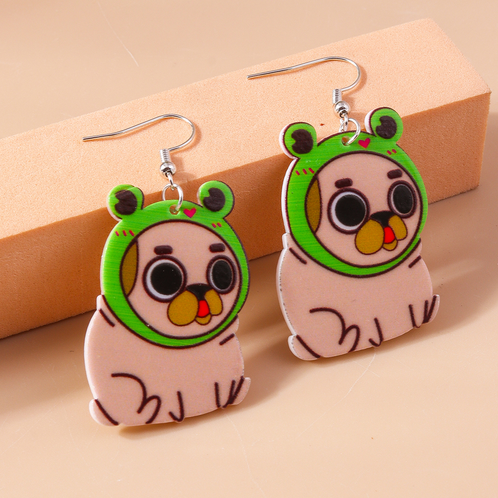 1 Pair Simple Style Dog Printing Zinc Alloy Drop Earrings display picture 5
